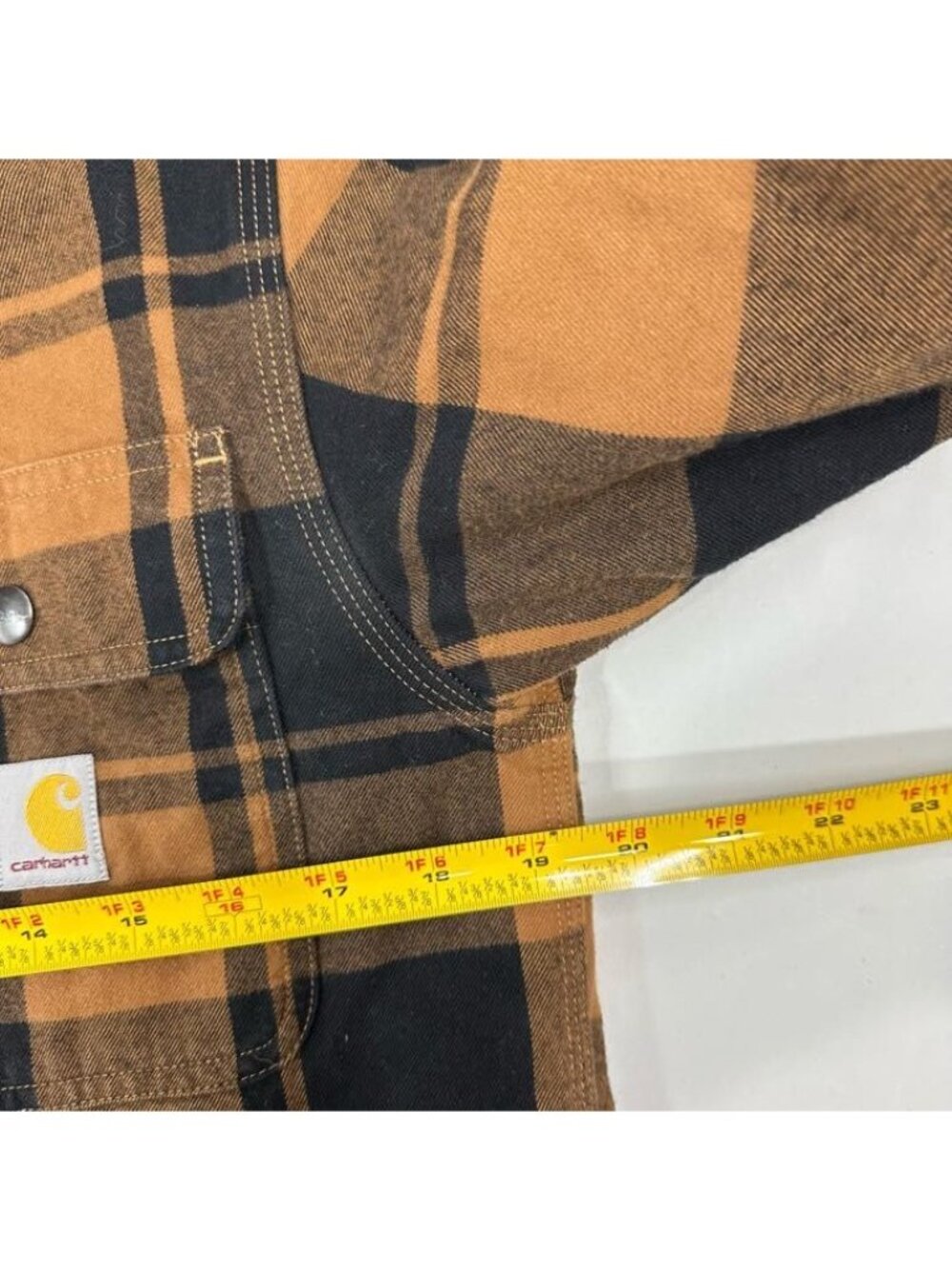 Carhartt TJ4452-M Relaxed Fit Flannel Sherpa Lined Shirt Jacket Plaid Mens Small - Picture 9 of 10